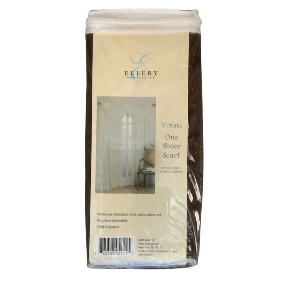 Ellery Homestyles Victoria One Sheer Scarf 59" W X 216" L Chocolate Brown Window - Picture 4 of 6